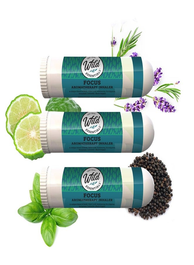 mEssentials Wild Essentials 3 Pack of Focus Aromatherapy Nasal Inhalers Made with 100% Natural, Premium Grade Essential Oils to Help You Concentrate, Study, Work - Image 1